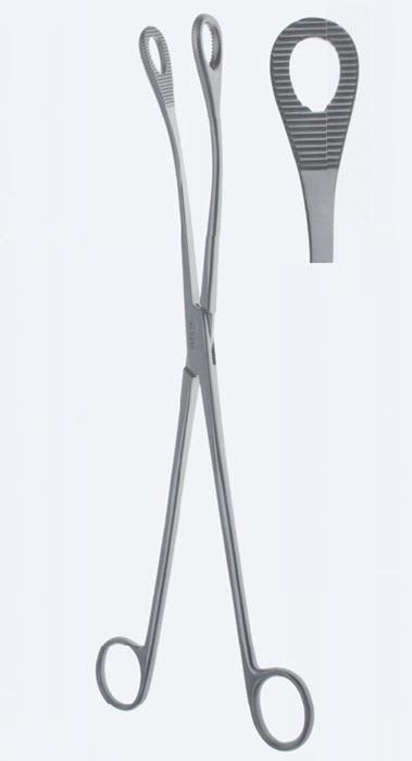 Зажими для поліпів та яйцеклітин, "Kelly", вигнуті вбік, зубчаті щелепи овальної форми, загальна довжина 320 мм. Бренд - Asanus Medizintechnik Gmb, Німеччина